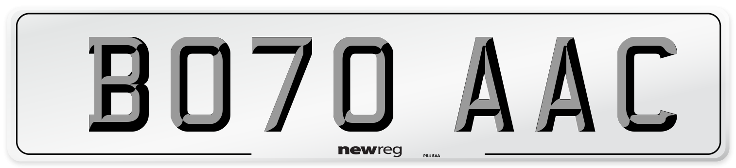 BO70 AAC Number Plate from New Reg